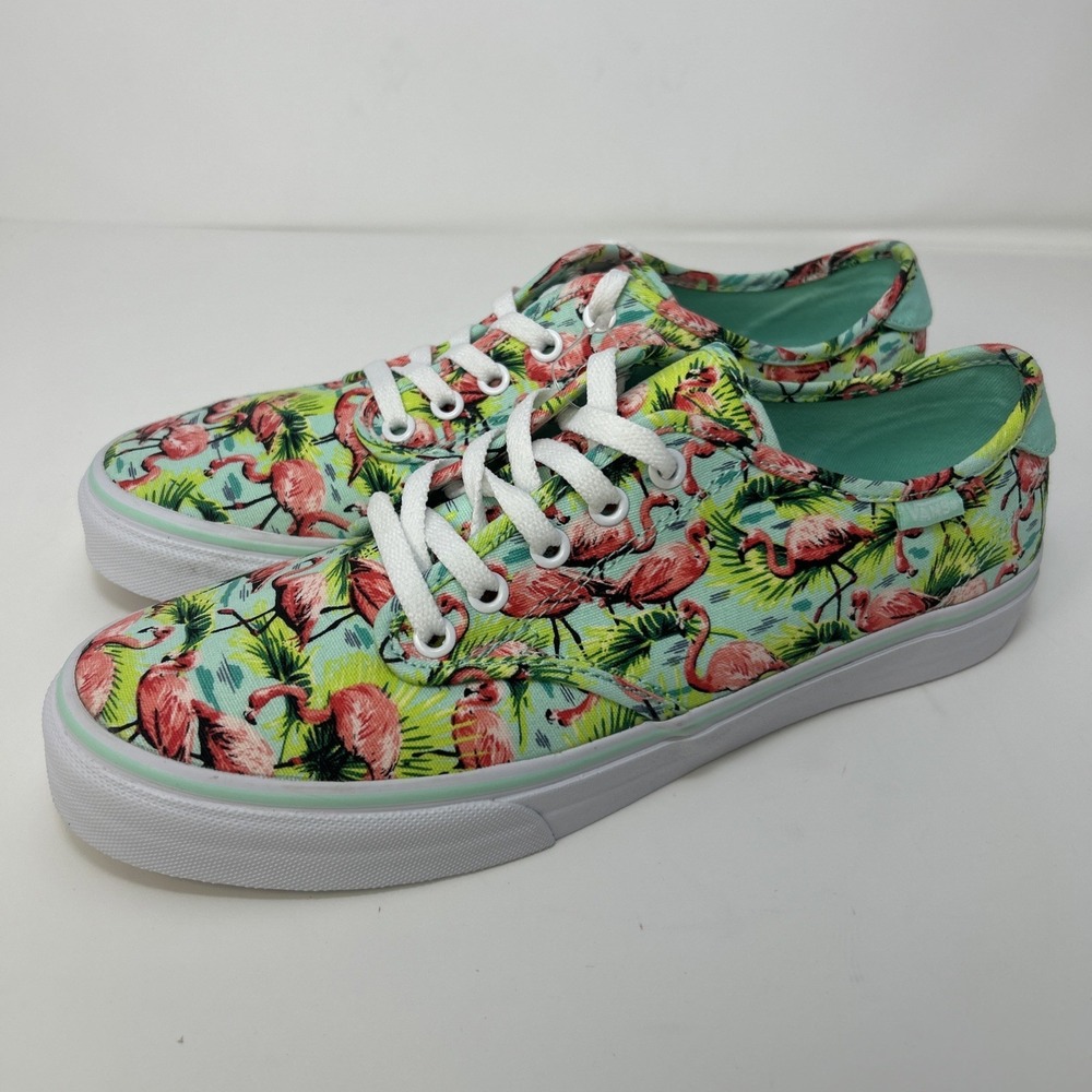 VANS Authentic Flamingo Palm Print Shoes - Tropical Teal/Pink - Women's 10 NEW